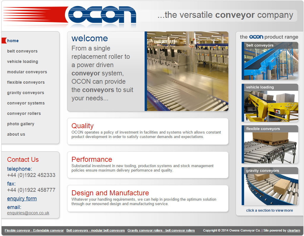 cleartarn website - Ocon Conveyors